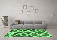 Machine Washable Abstract Emerald Green Modern Rug, wshabs1151emgrn