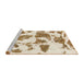 Sideview of Machine Washable Abstract Wheat Beige Rug, wshabs1152