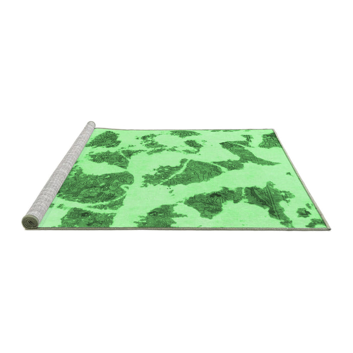 Sideview of Machine Washable Abstract Emerald Green Modern Area Rugs, wshabs1152emgrn