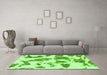 Machine Washable Abstract Green Modern Area Rugs in a Living Room,, wshabs1152grn
