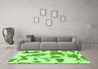 Machine Washable Abstract Green Modern Rug, wshabs1152grn