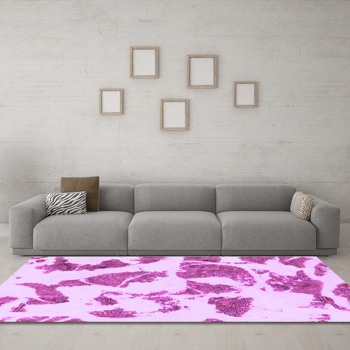 Machine Washable Abstract Purple Modern Area Rugs in a Living Room, wshabs1152pur