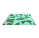 Sideview of Machine Washable Abstract Turquoise Modern Area Rugs, wshabs1152turq