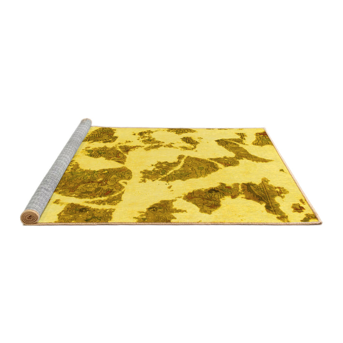 Sideview of Machine Washable Abstract Yellow Modern Rug, wshabs1152yw