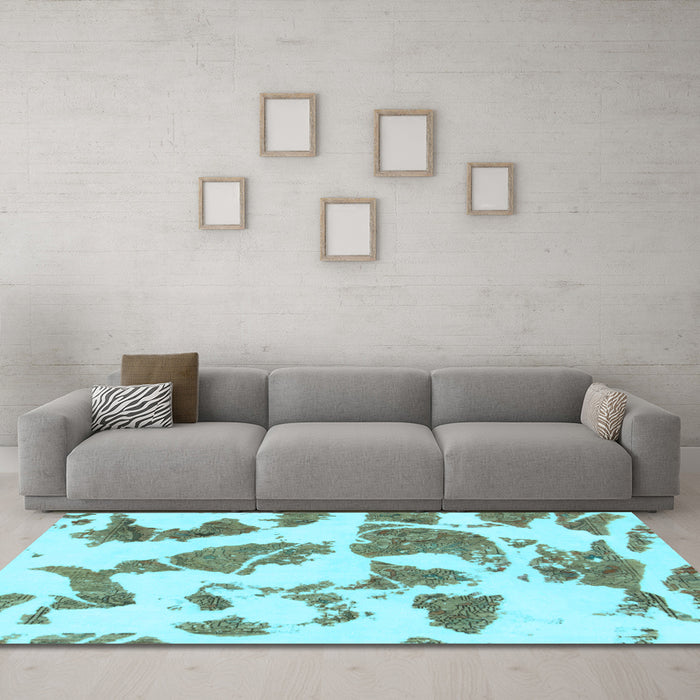 Machine Washable Abstract Light Blue Modern Rug in a Living Room, wshabs1152lblu