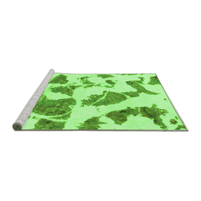 Sideview of Machine Washable Abstract Green Modern Area Rugs, wshabs1152grn