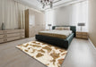 Machine Washable Abstract Wheat Beige Rug in a Bedroom, wshabs1152