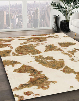 Machine Washable Abstract Wheat Beige Rug in a Family Room, wshabs1152