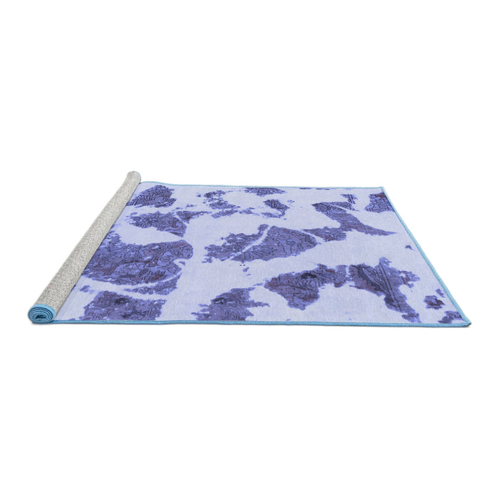 Sideview of Machine Washable Abstract Blue Modern Rug, wshabs1152blu