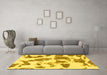 Machine Washable Abstract Yellow Modern Rug in a Living Room, wshabs1152yw