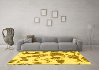 Machine Washable Abstract Yellow Modern Rug, wshabs1152yw