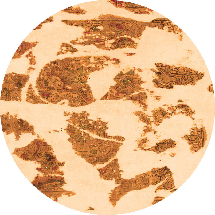 Round Abstract Orange Modern Rug, abs1152org