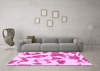 Machine Washable Abstract Pink Modern Rug, wshabs1152pnk