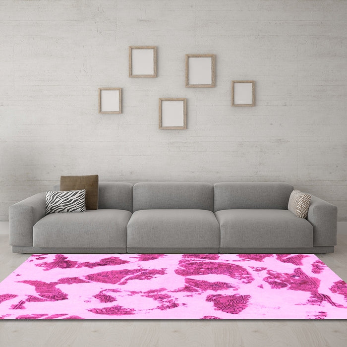 Machine Washable Abstract Pink Modern Rug in a Living Room, wshabs1152pnk