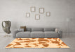Machine Washable Abstract Orange Modern Area Rugs in a Living Room, wshabs1152org