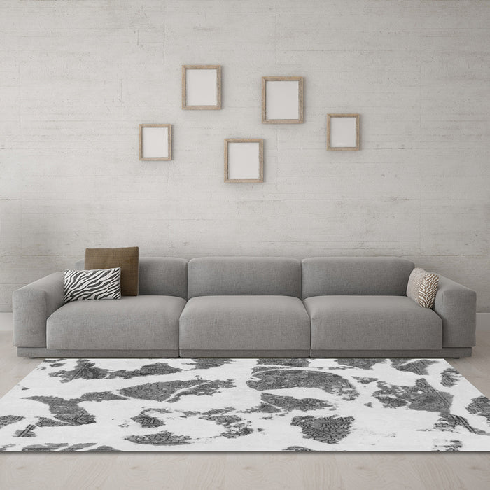 Machine Washable Abstract Gray Modern Rug in a Living Room,, wshabs1152gry