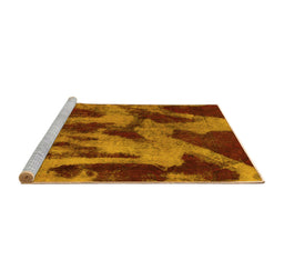 Sideview of Machine Washable Abstract Yellow Modern Rug, wshabs1153yw