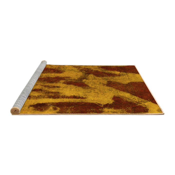 Sideview of Machine Washable Abstract Yellow Modern Rug, wshabs1153yw