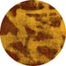 Round Machine Washable Abstract Yellow Modern Rug, wshabs1153yw