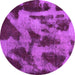 Round Machine Washable Abstract Purple Modern Area Rugs, wshabs1153pur