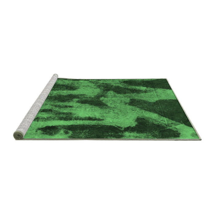 Sideview of Machine Washable Abstract Emerald Green Modern Area Rugs, wshabs1153emgrn