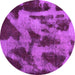 Round Abstract Purple Modern Rug, abs1153pur