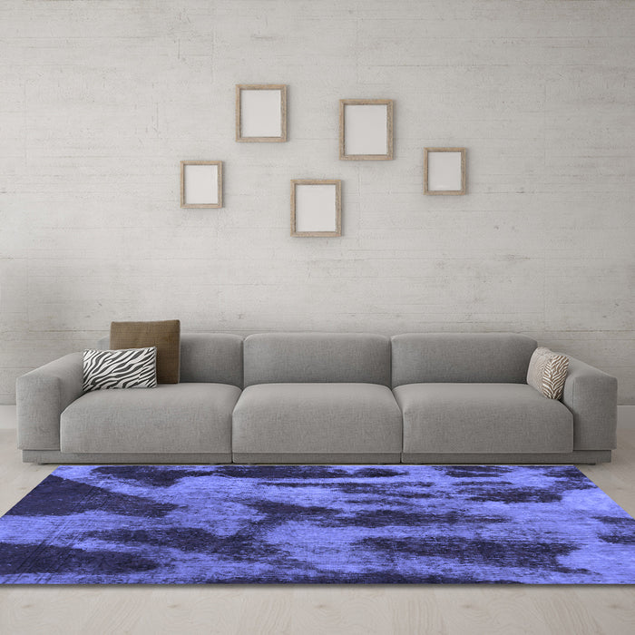 Machine Washable Abstract Blue Modern Rug in a Living Room, wshabs1153blu