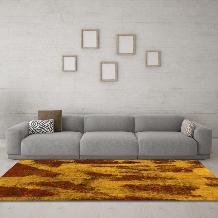 Machine Washable Abstract Yellow Modern Rug in a Living Room, wshabs1153yw