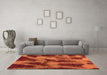 Machine Washable Abstract Orange Modern Area Rugs in a Living Room, wshabs1153org