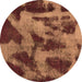 Round Machine Washable Abstract Brown Modern Rug, wshabs1153brn