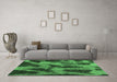 Machine Washable Abstract Emerald Green Modern Area Rugs in a Living Room,, wshabs1153emgrn