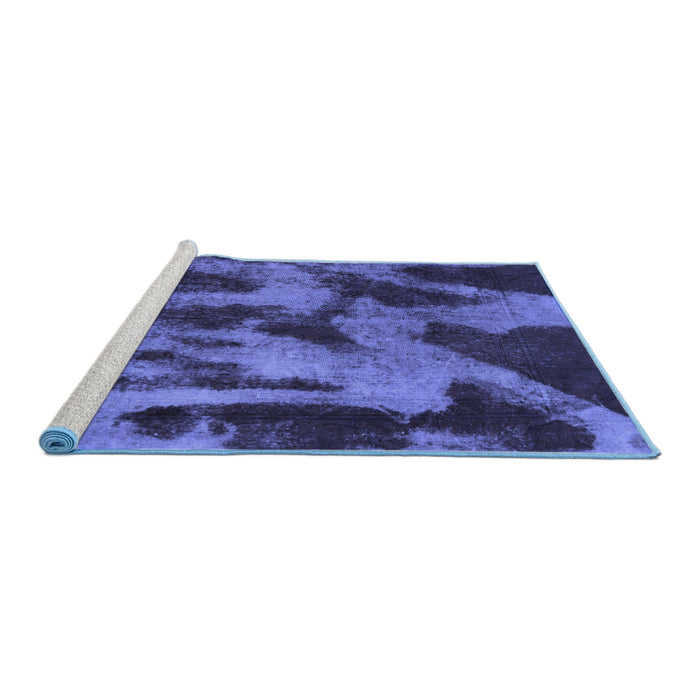 Sideview of Machine Washable Abstract Blue Modern Rug, wshabs1153blu