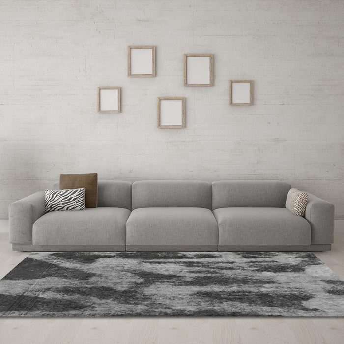 Machine Washable Abstract Gray Modern Rug in a Living Room,, wshabs1153gry