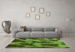 Machine Washable Abstract Green Modern Area Rugs in a Living Room,, wshabs1153grn