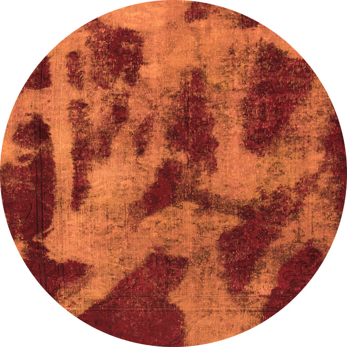 Round Abstract Orange Modern Rug, abs1153org