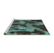 Sideview of Machine Washable Abstract Turquoise Modern Area Rugs, wshabs1153turq