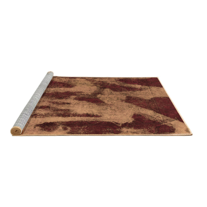 Sideview of Machine Washable Abstract Brown Modern Rug, wshabs1153brn