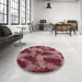 Round Machine Washable Abstract Pink Coral Pink Rug in a Office, wshabs1153