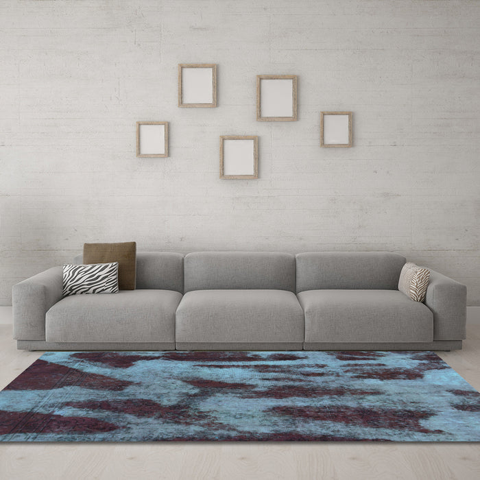Machine Washable Abstract Light Blue Modern Rug in a Living Room, wshabs1153lblu