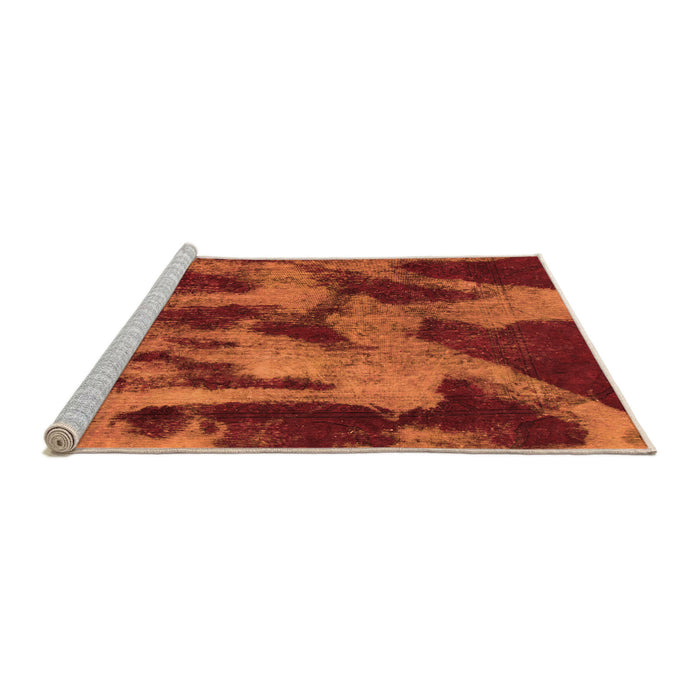 Sideview of Machine Washable Abstract Orange Modern Area Rugs, wshabs1153org