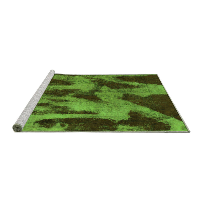 Sideview of Machine Washable Abstract Green Modern Area Rugs, wshabs1153grn