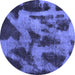 Round Machine Washable Abstract Blue Modern Rug, wshabs1153blu
