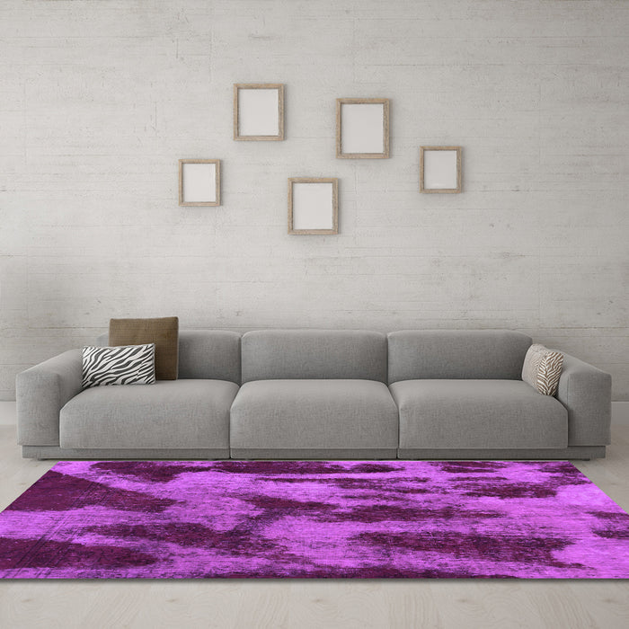 Machine Washable Abstract Purple Modern Area Rugs in a Living Room, wshabs1153pur