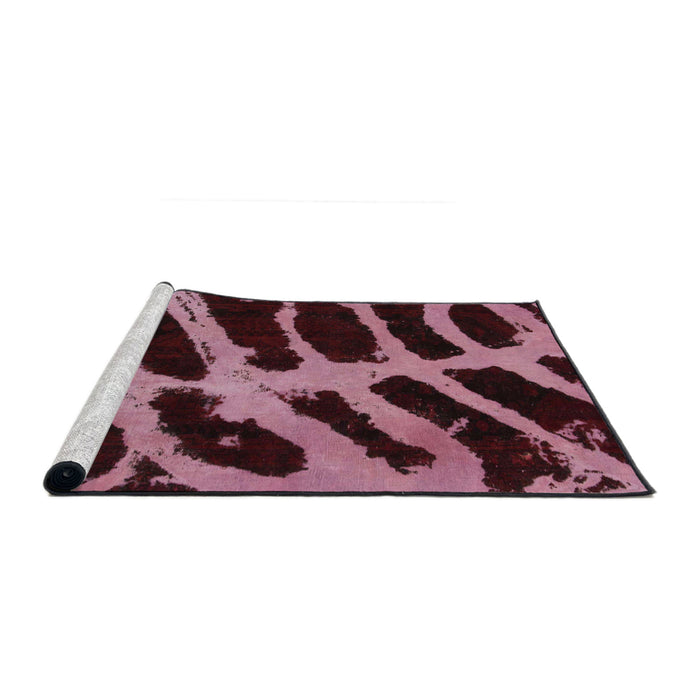 Sideview of Machine Washable Abstract Dark Pink Rug, wshabs1154