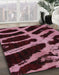 Machine Washable Abstract Dark Pink Rug in a Family Room, wshabs1154