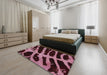 Machine Washable Abstract Dark Pink Rug in a Bedroom, wshabs1154