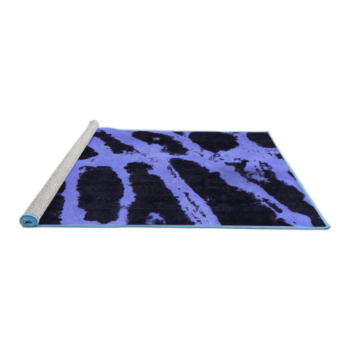 Sideview of Machine Washable Abstract Blue Modern Rug, wshabs1154blu