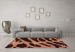 Machine Washable Abstract Brown Modern Rug in a Living Room,, wshabs1154brn