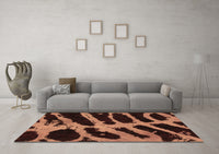 Machine Washable Abstract Brown Modern Rug, wshabs1154brn