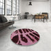 Abstract Dark Pink Modern Rug in a Kitchen, abs1154